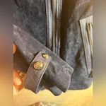 Suede Navy Blue 100% Leather Jacket M silver Asymmetrical Zipper moto classic Size M Photo 5