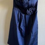 David's Bridal Blue Strapless Satin Mini Dress Pleated Womens Size 8 w/ P… Photo 0