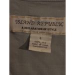Island‎ Republic Silk Button Down Shirt Men's Size L Short Sleeve Beige Textured Green Size L Photo 1