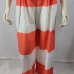 Must Haf Womens Jumpsuit Size M Orange White Striped Strapless Bow Front NEW Size M Photo 5