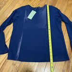 Eileen Fisher  NWT Viscose‎ Jersey Navy Blue Jewel Neck Long Sleeve Tee PM Photo 4