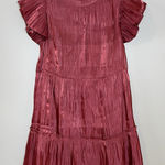 Women's Red Dress Holiday Christmas Shimmer Sparkle Tiered Short Flutter Sleeve Photo 0