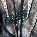 BLEU Brown Tan Cheetah Leopard Watercolor Bedazzled Flowy Blouse Medium Photo 2