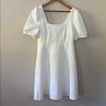 Rihoas The Solid Textured Puff Short Sleeve Mini Dress Square Neck White Size L Size L Photo 4