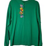 Disney Vintage  Mickey Inc Henley Green Embroidered Winnie the Pooh 100% Cotton M Photo 0