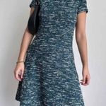 Talbots Marled Knit Faux Leather Trim Short Sleeve A-Line Dress Zip Office Sz 4 Photo 0