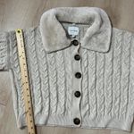 Pink Rose Cable Knit Faux Fur Collar Cardigan Sweater Cream Beige Penny Lane Photo 3