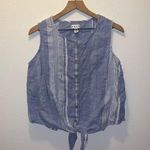 Dash 100% Cotton Light Blue Button Tie Front Striped Sleeveless Top Size M Photo 0