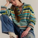 Free People  Trading Up Striped Polo S in Grey Combo Photo 0