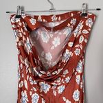 Bec & Bridge Blossom Strapless Satin Floral Cowl Back Maxi Dress Rust Red Photo 6