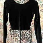 Abercrombie & Fitch  Long Sleeve Black Velour Cropped Top Medium Y2K Classic Photo 0