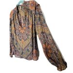 Free People Little Runaway Medallion Print Top Blouse Size Small Keyhole Neck Photo 0