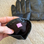 None Vintage black leather gloves size large Photo 2