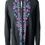 Vintage Wool Needlepoint Floral Embroidery Cardigan Large Purple Photo 0