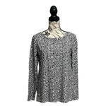 Loft Leopard Print Long Sleeve Top M – Black White Animal Print Pullover Classic Photo 1