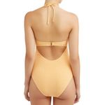 No Boundaries  Pique Bunny Tie 1 Piece Swimsuit Olympic Gold Gingham Retro Pin Up Photo 1