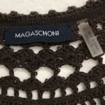 Magaschoni  Women Beaded Embellished Crochet Sweater Cotton Button Blouse Brown L Photo 2