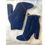 ZARA  Blue Velvet Zipper Ankle Boots Lace Up Heels Size 37EU /US7.5 Photo 4