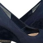 Tory Burch Astoria Black Suede Leather Cap Toe Slip-On Wedge Heel Pumps Photo 1