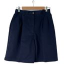 Karen Scott navy pleated Bermuda shorts old money nautical coastal Photo 1