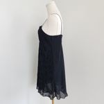 American Vintage 90s Y2K Black Velvet Burnout Heart Slip Dress Mini Lined Spaghetti Strap XS Photo 4