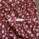 Burgundy Midi dress with floral print, high leg slit, babydoll top, size small Red Photo 6