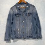 Ci Sono Denim Blue Jean Ripped Distressed Trucker Jacket Size 1X Photo 1