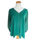 Womens Bebonnie Balloon 3/4 Sleeve Causal Loose V Neck Chiffon Blouse Tops Photo 1