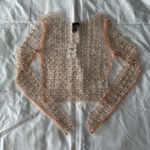 Windsor Beige Mesh Long Sleeve Top With Pearl And Rhinestone Detail Photo 0