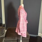 Women’s Pink Turn Down Collar Wrap Trench Coat Grid Pattern Size L (**Tag XL) Size L Photo 2
