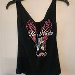 Hustle and flow black and pink tank top biker tank size womens small Photo 0