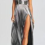 NEW Retrofete Cherith Pleated Dress Silver Gunmetal Sz L Size L Photo 0