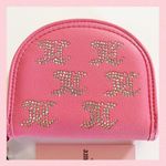 Juicy Couture Taking The Lead Half Moon Card Holder Interior Mirror Jeweled Pink Photo 1