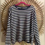 Eileen Fisher Striped Navy & White Sweater Linen Sz L Classic Fisherman Preppy Photo 0