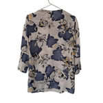 JM Collection  Tunic Half Zip 3/4 Puff Sleeve Stretch Blouse White Floral Sz‎ S Photo 2