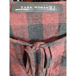 ZARA  Women's Red‎ Plaid Keyhole Neck Tasseled Long Sleeve Blouse Size S Photo 4