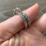 Sterling Silver 925 25mm Baguette CZ Hoop Earrings Photo 2