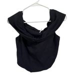Free People  Black Cowl Neck Sleeveless Crop Top Photo 0