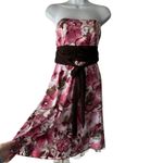 Studio Y  Y2K Size Medium Pink Brown‎ Strapless Floral Mini Dress Photo 1