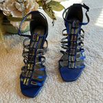 Two Lips Sexy Embellished Strappy 4” Heels Sz 8 Blue Photo 1