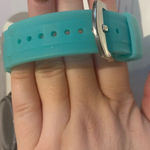 TKO Square Face Watch with Silicone and Rhinestones Aqua‎ Blue EUC Photo 5
