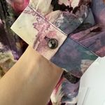 Pink Blush Floral Watercolor Midi Maxi Dress with Long Sleeves Maternity Size M Photo 7