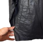 Eileen Fisher  Waxed Organic Cotton Linen Moto Jacket Size S Oversized Black Punk Photo 4