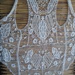 Rebellion  L White String Knit Open Tunic Vest Photo 0