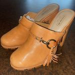 Coach Rana Tan Leather Mule/Clog Heels With Tassel Platform Shoes - size 7 Photo 3