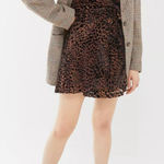 Urban Outfitters  Paige Burnout Leopard Print Preppy Boho Mini Wrap Dress M Photo 0