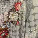 COMO No?‎ By Biz Embroidered Gray Cotton Pintuck Peasant Top size Small Black Photo 1