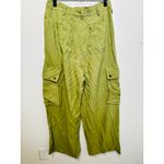 Ramy Brook Women's Green Satin Style Cargo Gold Button Detail Emil Pants size 8 Photo 4