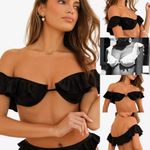 Dippin' Daisy's NWT kate ruffle off shoulder option black bikini top xs underwire Photo 1