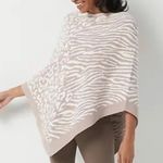 Barefoot Dreams  CozyChic Ultra Lite Ocean Breeze Poncho Womens Faded Rose Animal Photo 2